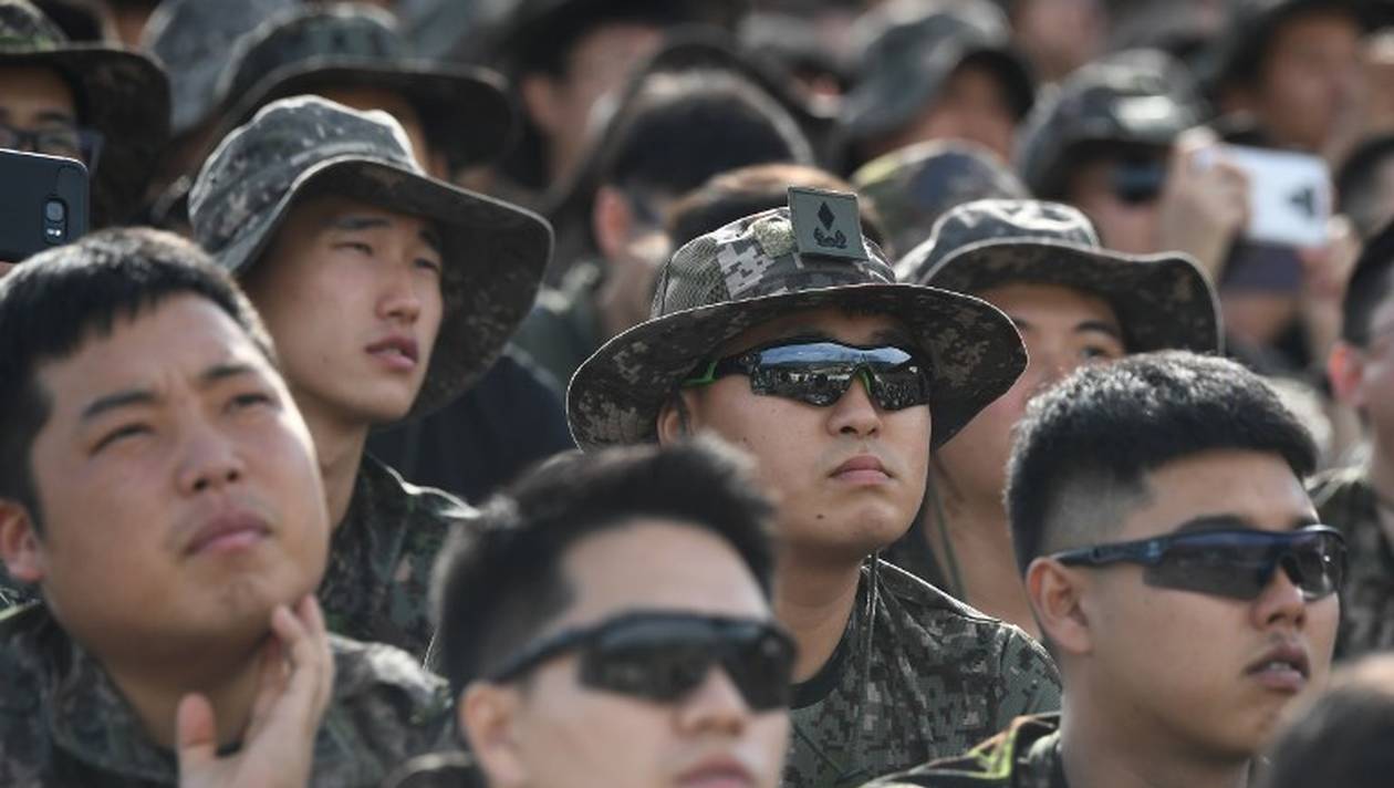 Des soldats sud-coréens lors d'une démonstration, ce mardi 11 septembre 2018. | JUNG YEON-JE / AFP