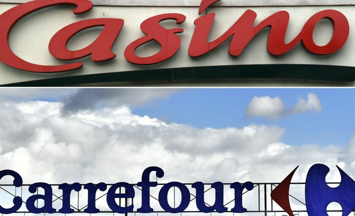 Carrefour a sèchement démenti les "insinuations inacceptables" de Casino, qui prétendait avoir été sollicité "en vue d'une tentative de rapprochement". afp.com/Eric Eric Piermont, Loic Venance
