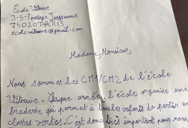 Lettre écrite par un(e) élève de CM1/CM2 de l’éloge Vitruve 