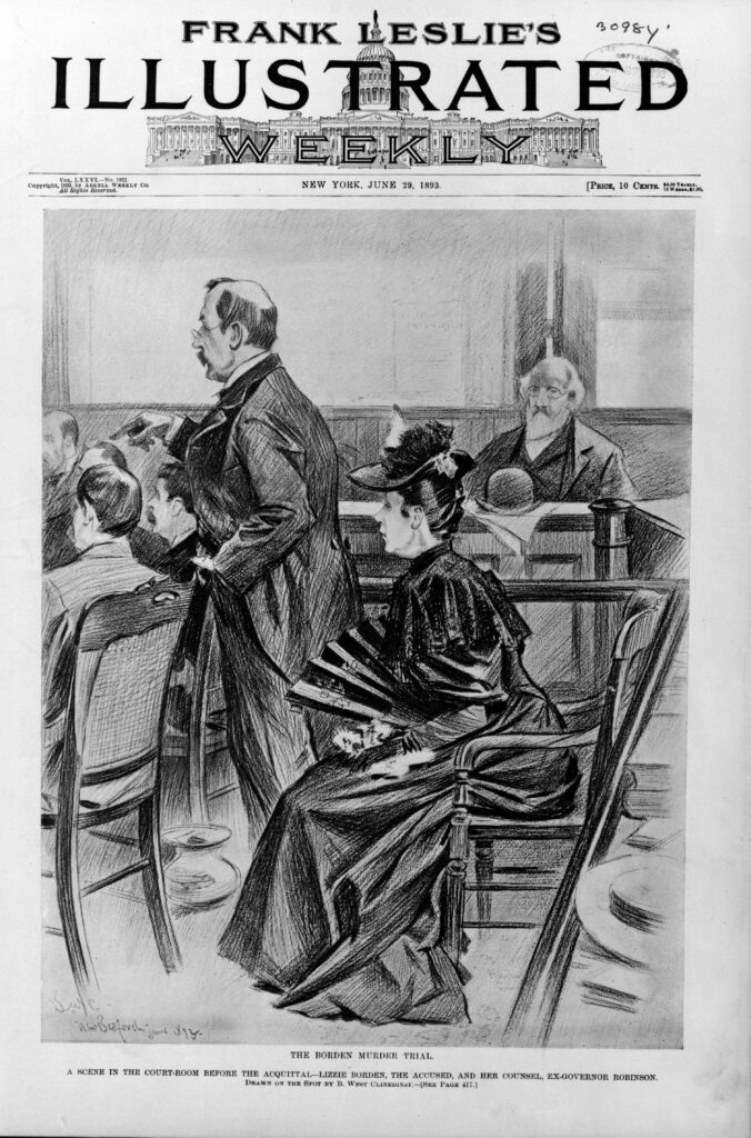 Le procès de Lizzie Borden en une du Frank Leslie's Illustrated Newspaper,