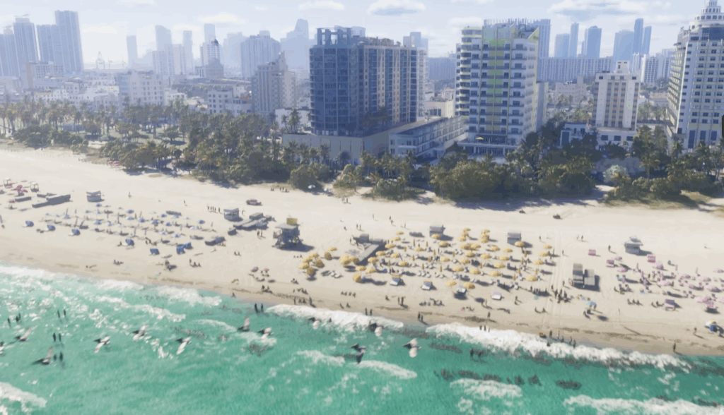 GTA 6 Image du jeu, plage vue du ciel