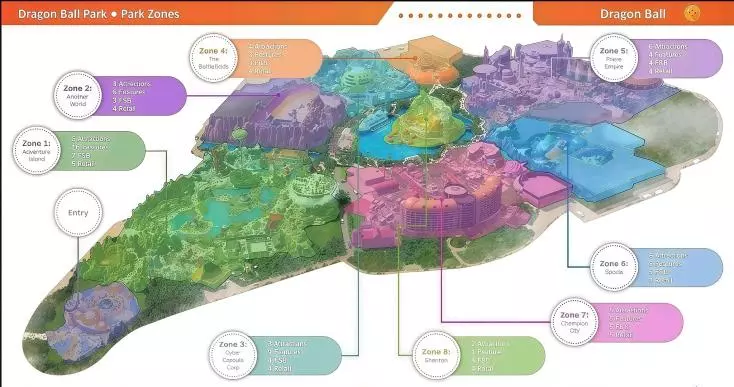 Plan d'un des parcs Dragon Ball dans le monde